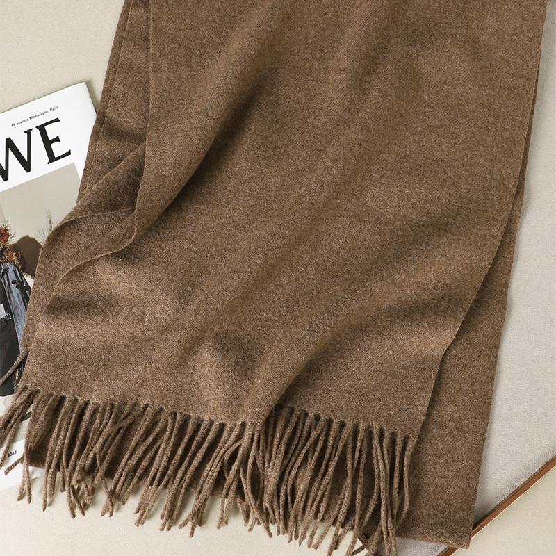 Kaffee Schal für Damen Lange Warme Kaschmirschals Winter Hijab Einfarbig Damen Stola Wickel Weiblich Pashmina Bandana Kopftücher