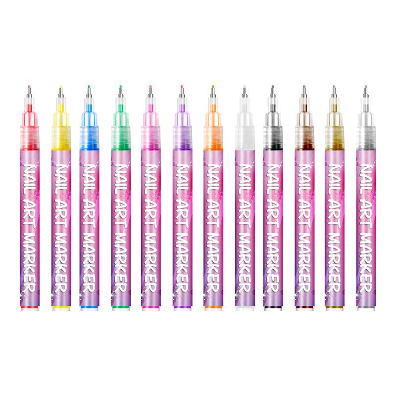 

Набор акриловых ручек для дизайна ногтей – Водостойкие, 12 цветов для DIY граффити и точечного дизайна