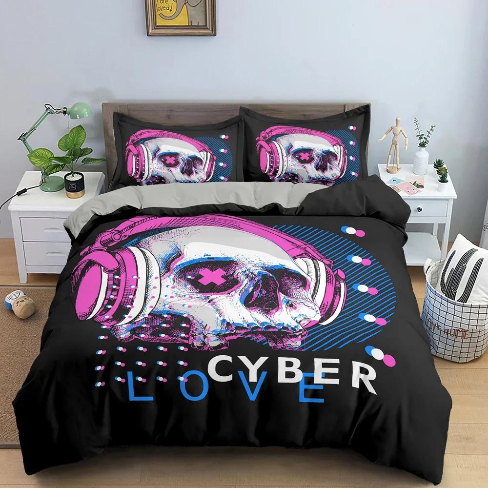 Skull Pattern Bedding Set For Bedroom Soft Cozy Duvet Cover Set Luxury Single Twin King Size Quilt Covers Home Textile 2/3 PCS