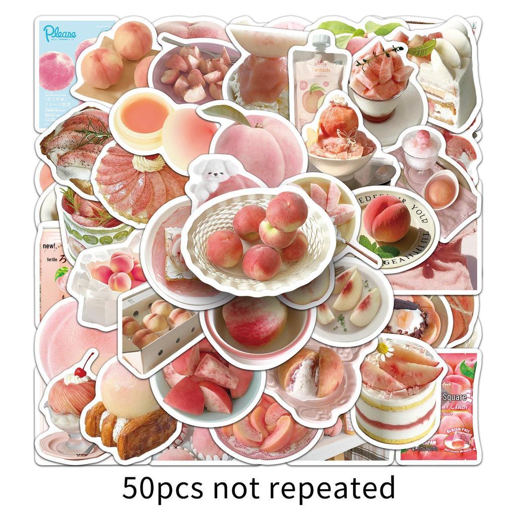 50 Cute Peach Heart Stickers for Decorating Phone Cases, Scooters, and Speakers