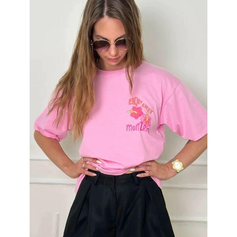 New Printed T-shirt Western Style New Fashion Casual Loose round Neck Print Short sleeve T-shirt Top