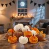 M-Modern-Artificial Pumpkins Decor,3 Colors Faux Flocked For Party Wedding Halloween Thanksgiving Table Decoration