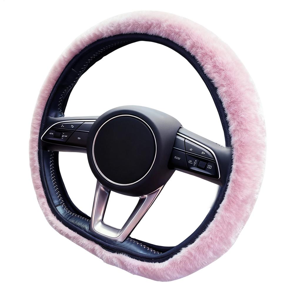 

Winter Steering Wheel Cover Soft Fuzzy Elastic Anti-Slip Auto Accessories Automotive Furry Steering Wheel Protector For Sedans сірий колір