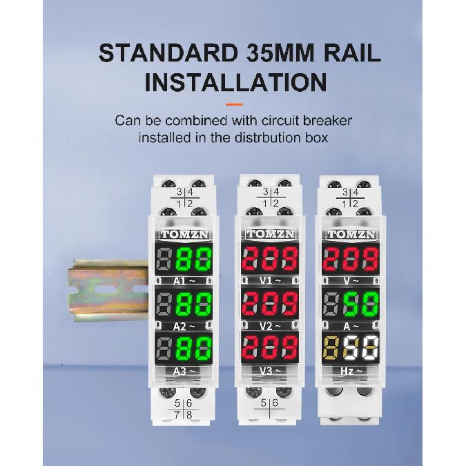 Din Rail 18mm AC 40-500V 220V 380V Voltage Meter Ammeter Single Three Phase Modular Indicator LED Digital Display Detector NEW