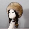 Faux Fur Raccoon Tail Winter Hat for Women, Thickened Thermal Cap with Ear Protection, Autumn Winter Round Flat Top, One Size