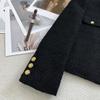Womens Short Tweed Jacket Classic Round Neck Slim Fit Blazer Office Chic Fall