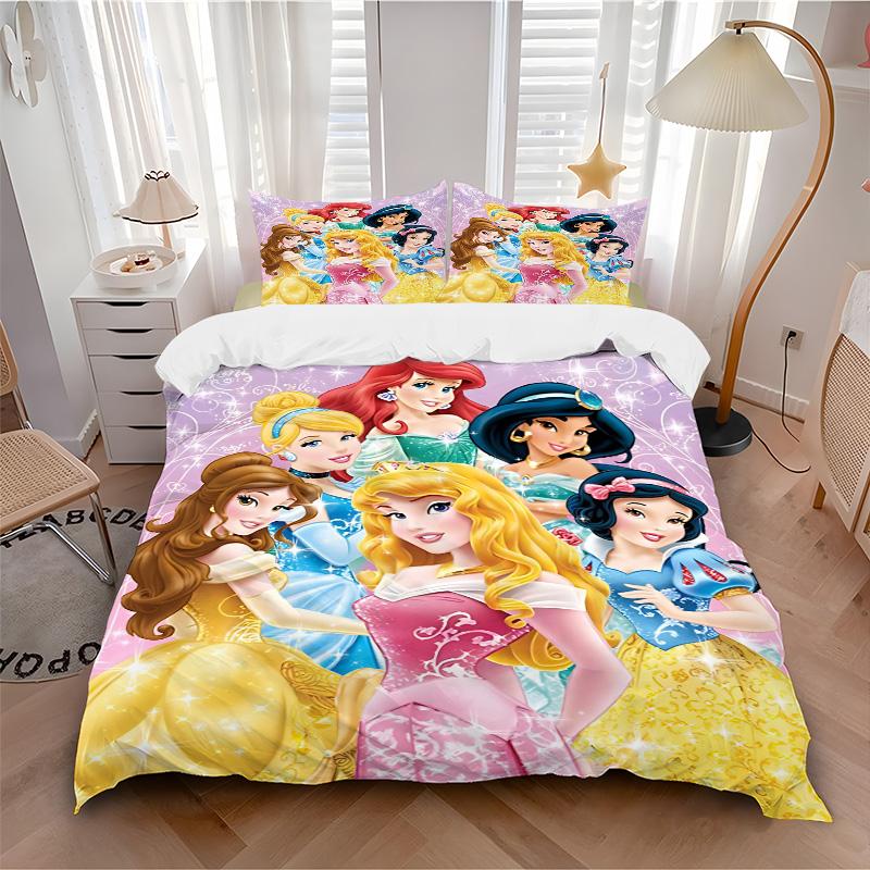 Princesses Gowns Print 3Pcs Bedding Setduvet Cover With 2 Bedropillowcase Home Birthday Gift