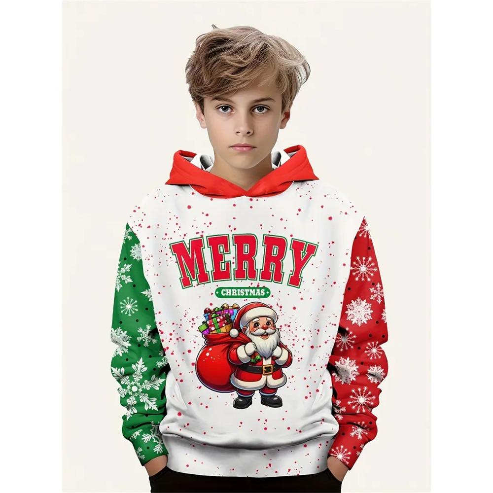 Child Sweatshirt Christmas Hoodies Cartoon Children's Fashion Santa Claus Print Clothes Child Girl Outdoor Clothes for Children