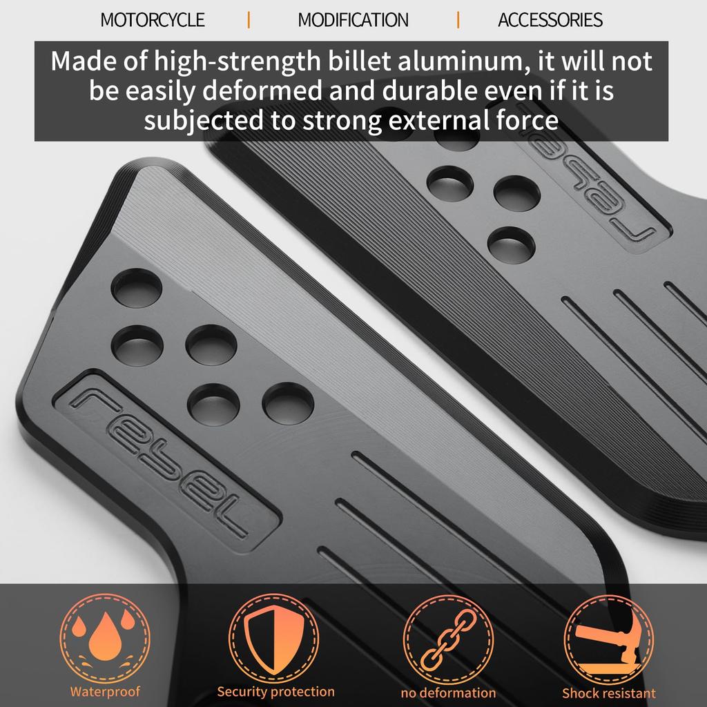 WOOGA Motorcycle Front Footpeg Protection Cover Footpeg Footrest Set Foot Plate Guard Protector Applicable Models Honda Rebel CMX1100 / DCT CMX 1100 P