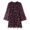 Womens V-Neck Floral Print Ruffle Dress 2026 Loose Fit Long Sleeve Mid-Length