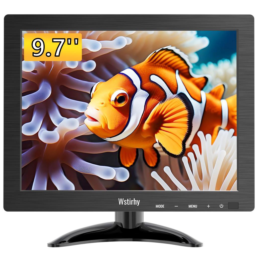 Wstirhy Compact Gaming 1024x768 Full HD Display Blue Light VESA Speakers 9.7-inch Monitor, (60Hz/VGA/HDMI/USB/AV/BNC), Reduction, Flickerless,