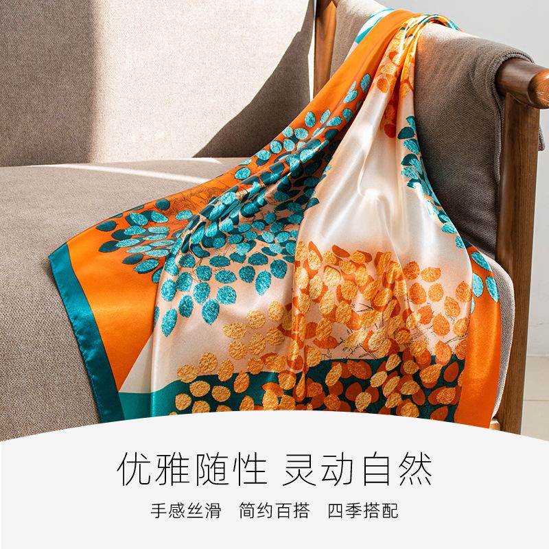 2026 new product imitation silk scarf spring and summer thin printed square scarf high sense fashion versatile going out shawl