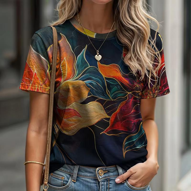 Summer Garden Flower 3D Print T-shirts Women Streetwear Fashion Casual Short Sleeve T Shirt O-neck Tees Tops Clothing