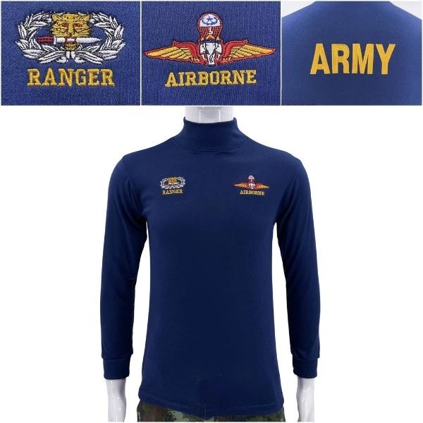 T-Shirt Königlich Thailändische Armee Ranger Tiger Schwert Luftlande Militär Soldat Thailand Rollkragen Langarm Gesticktes Logo Schnelltrocknend Herren Damen Unisex