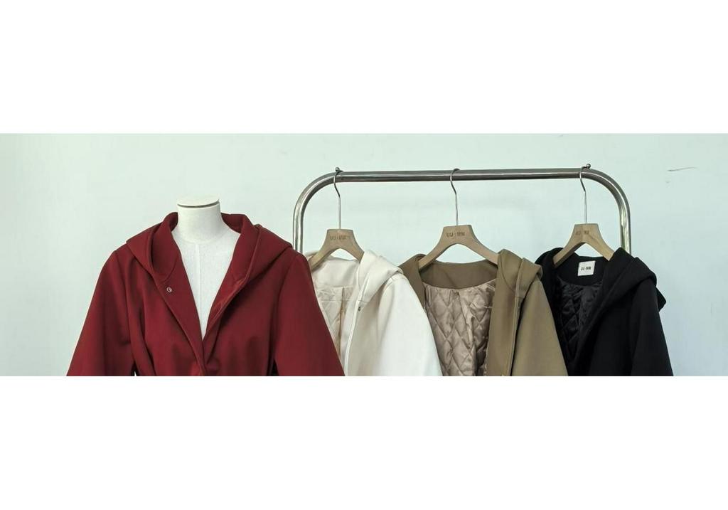 Women's Stylish Red Hooded Woolen Coat - Autumn/Winter Design, Tie-Up Waist, Unique, Sophisticated Overcoat