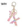Pocket Keychain Pink Series Pendant, Sequins Heart Initial Letter Charm Key Chain with Everyday Carry Butterfly Tassel Design, A-Z Holder for