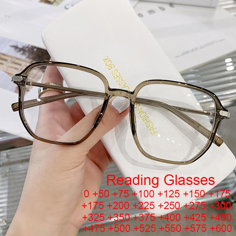 Vintage Oversized Square Gradient Reading Glasses Ultralight Business Presbyopia Eyeglasses Computer Anti Ray Eyeglasses