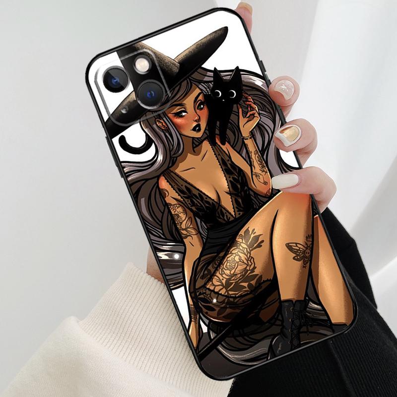 Moon Witch Horror Phone Case For iPhone 17 Pro Max 14 13 12 11 15 16 Pro Max mini 16 15 Plus 16e 17 Air Cover