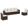 6 Piece Garden Sofa Set with Cushions Brown Poly Rattan