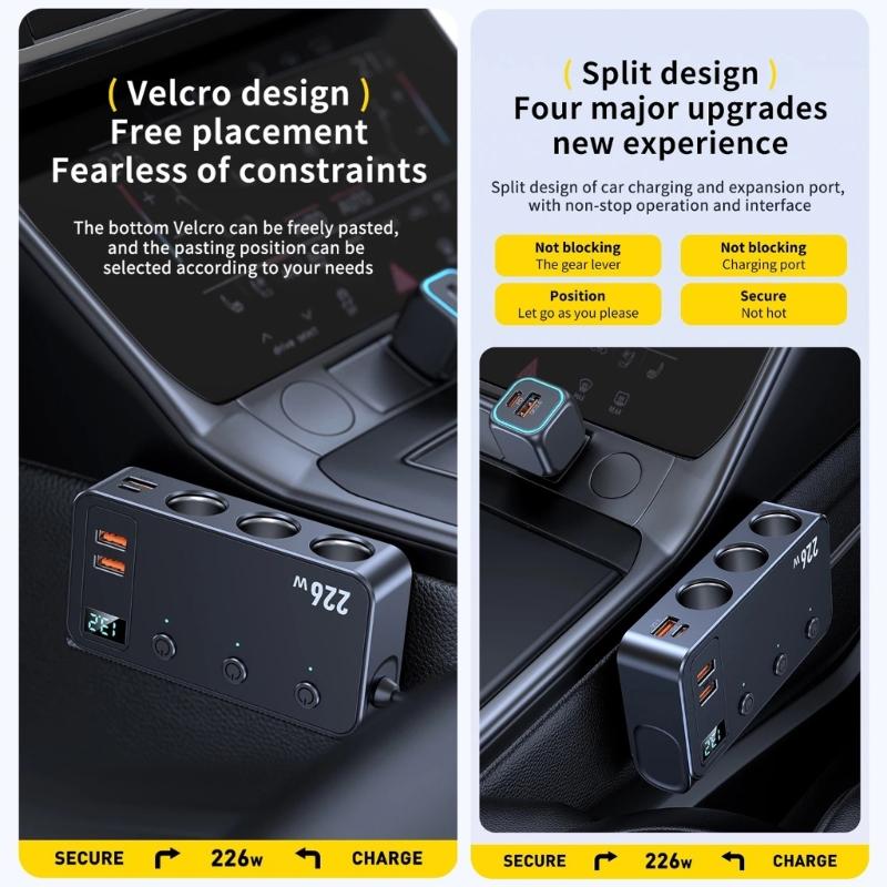 Universal 12V 24V Vehicle Charger Spliter Supporting PD3.0 For Quick Charge Of Phones Laptops Tablets Safely