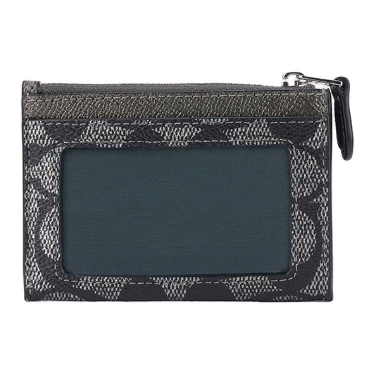 New COACH Artificial Leather Card Holder Mini Unisex Gunmetal CW966-SVNI