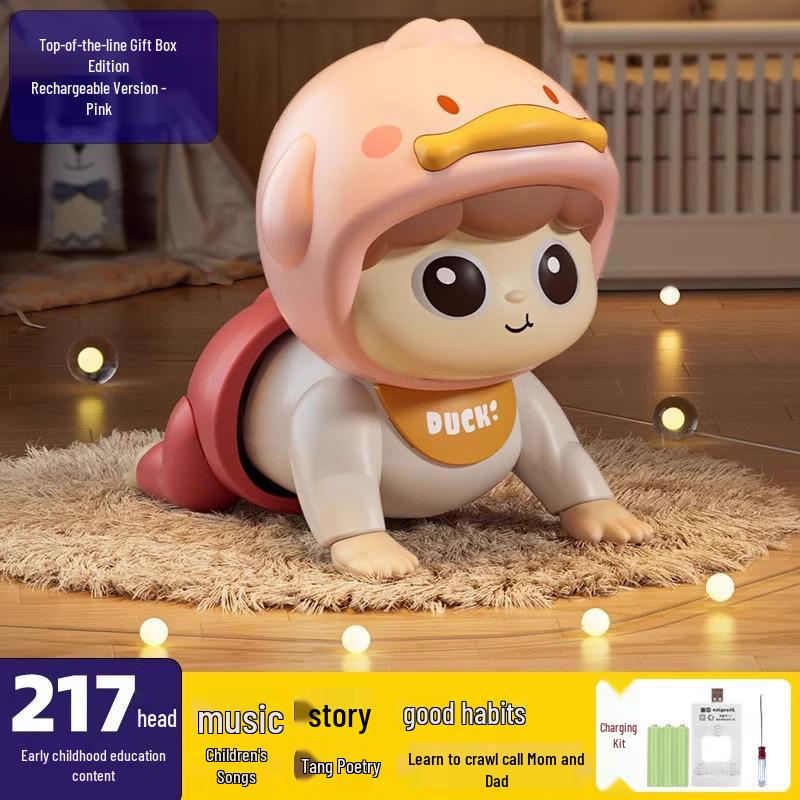 Baby Crawling and Learning Doll for 0-1 Year Olds – Head Lifting and Educational Training Toy for 3+ Months
