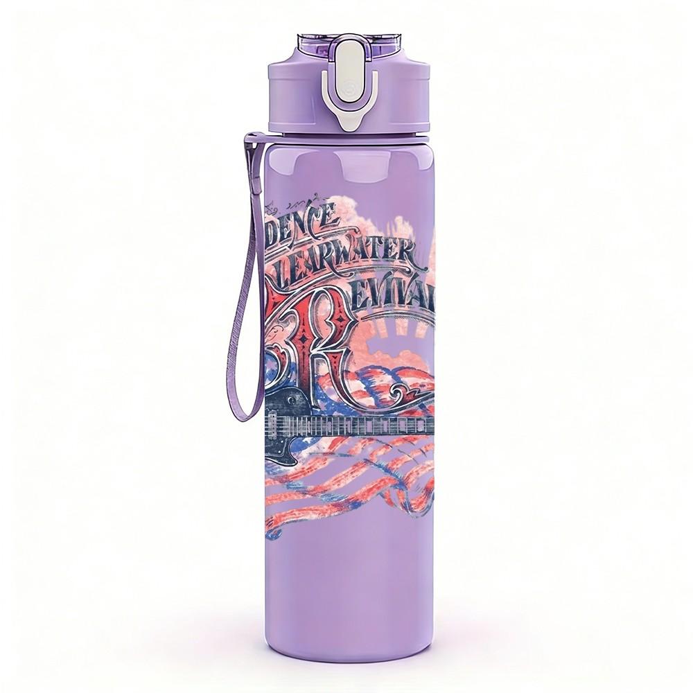 1PC Blue Collage Art 750ml sports water bottle leakproof straw lid outdoor office home
