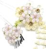hair ornament set for furisode graduation and Japanese fabric flower Silver Cream Two-piece kimono, coming-of-age ceremony, ceremony, Shichi-Go-San