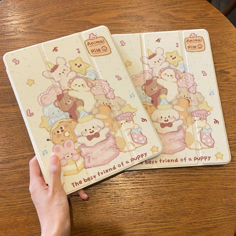 Für Hülle iPad Air5 10.9 Neues, hochwertiges süßes Welpenmuster, dreifach gefaltete iPad-Hülle pro11 pro12.9 2022 2020 2018 mini6/5/4 mit Stifthalter