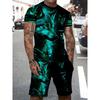 Summer Men's Sports Suit Wolf 3D Printed Short Sleeve T-Shirt and Shorts Set Casual Outfit