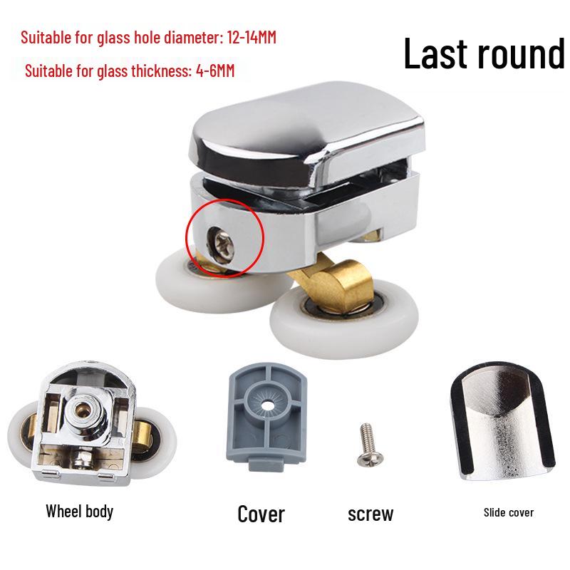 Old-Style Bathroom Glass Sliding Door Double Roller Pulley and Hanger Hardware Accessories.