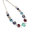 Necklace Women'S Clavicle Chain Premium Color Ice Shattered Zircon Necklace Red Earrings Two-Piece Set