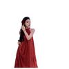 New Chinese Retro Red Neck Dress Summer Temperament Simple Long Dress Travel Photo Good-looking Skirt