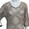 Women Tops V-Neck Three-quarter Sleeves Loose Fit Knitted Tops Pure Color Hollow Design Summer Casual Blouse