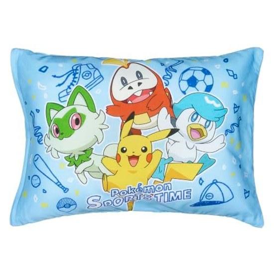 MORIPiLO Childrens Pillow Pokémon Pikachu Sports Time Blue Approximately 28x39cm Gentle On Skin 100 Cotton Cover Washable Plush Cushion Character
