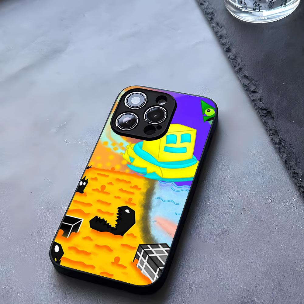 Geometry Dash Game Phone Case Tempered Glass For IPhone 17 13 14 16 12 15 11 Pro Max Plus Mini X XR SE2020 Coque