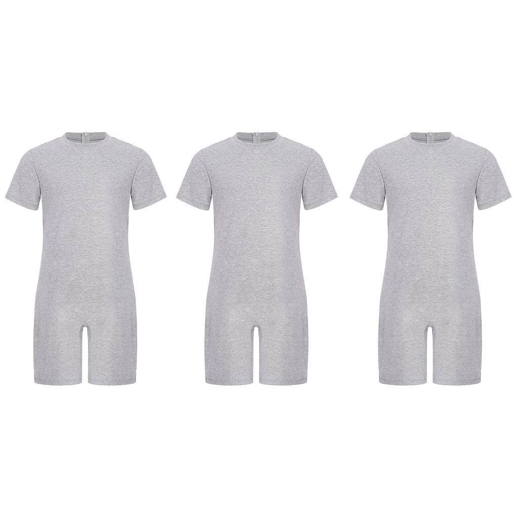 3 Stuks Jongens Adaptieve Bodysuit Speciale Behoeften Makkelijk Aan te Trekken Verborgen Rits op de Rug Korte Mouwen Jumpsuit