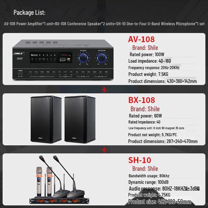 SHILE Professional Conference Room Audio System CN plug (adapter included)