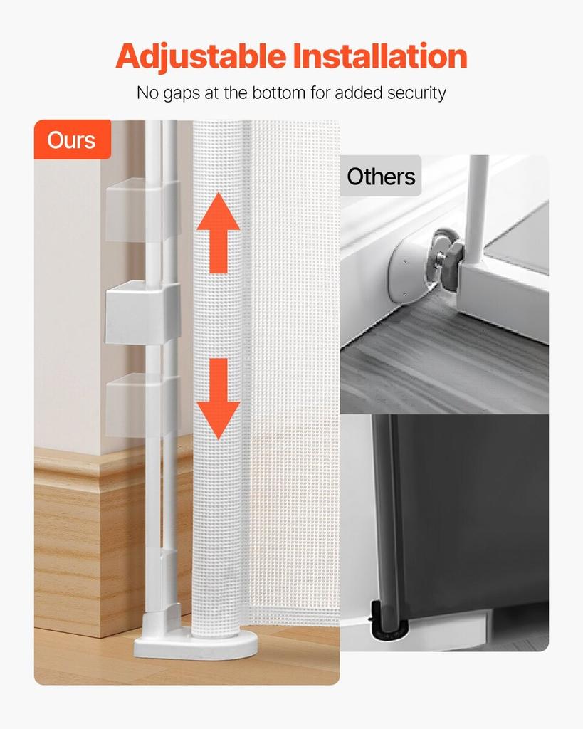Retractable Baby Gate 870 mm Tall Extend to 1400 mm Wide Kids Pets White