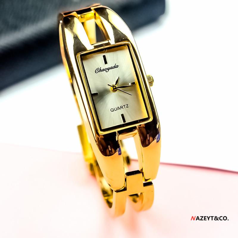 Stylish Women's Square Bangle Quartz Watch with Steel Band for Girls