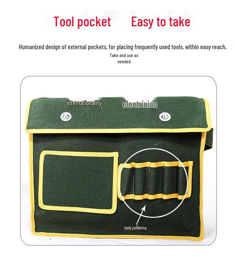 Durable Multi-Size Canvas Tool Bag for Electricians, Carpenters, and Tilers - Multi-Functional Storage Pouch