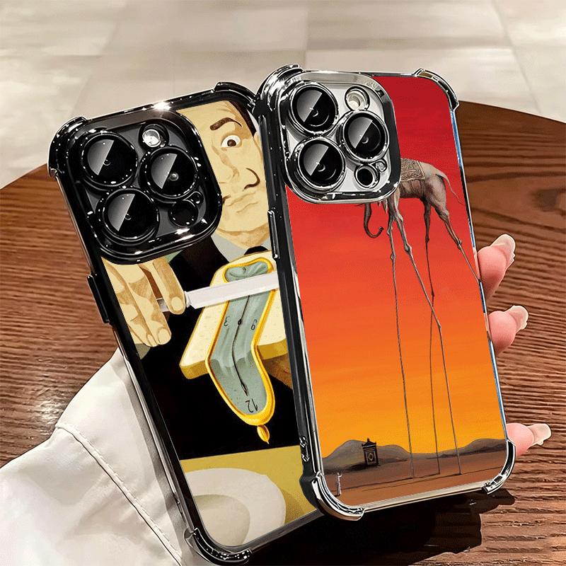 Salvador Dali Art Phone Case For iPhone 15 16 17 Air 14 Pro Max 16E Plus 13 12 Mini Plating Anti-Fall Fundas