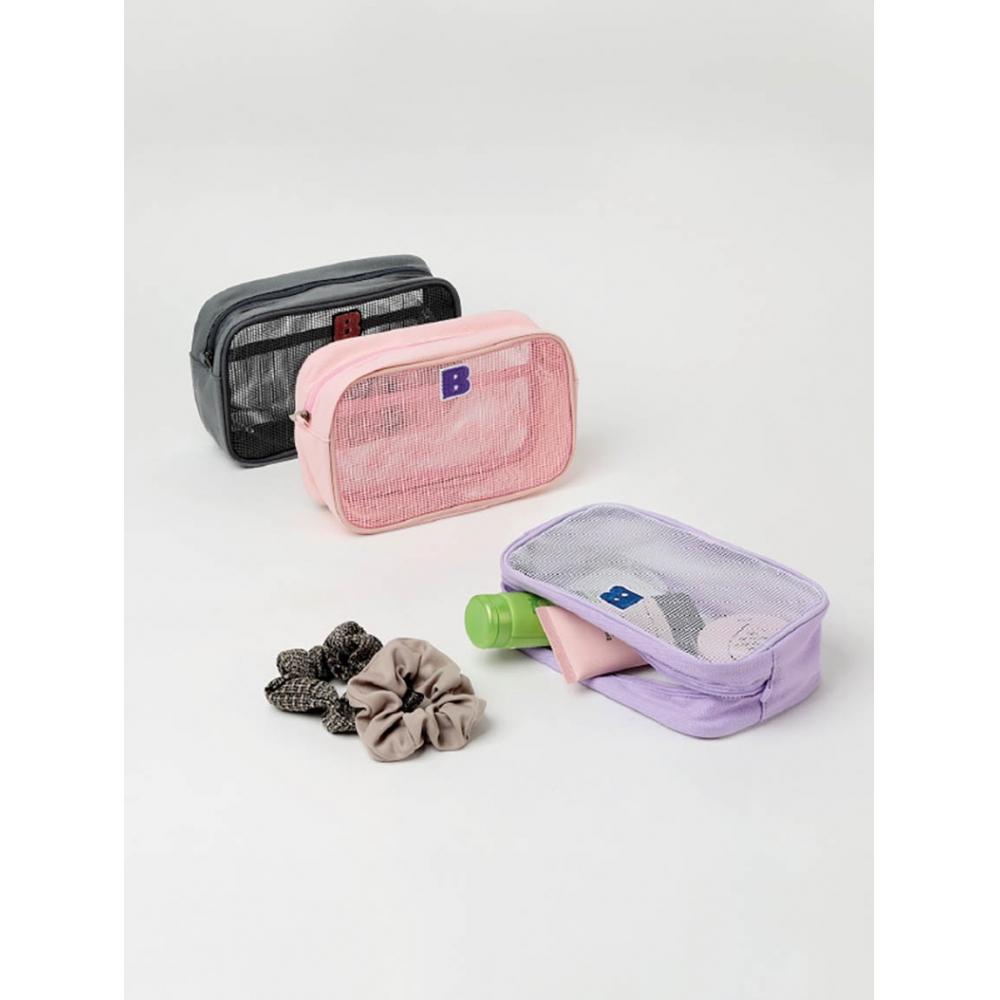 

Прямоугольный мешочек Daiso Mesh One Point Pink