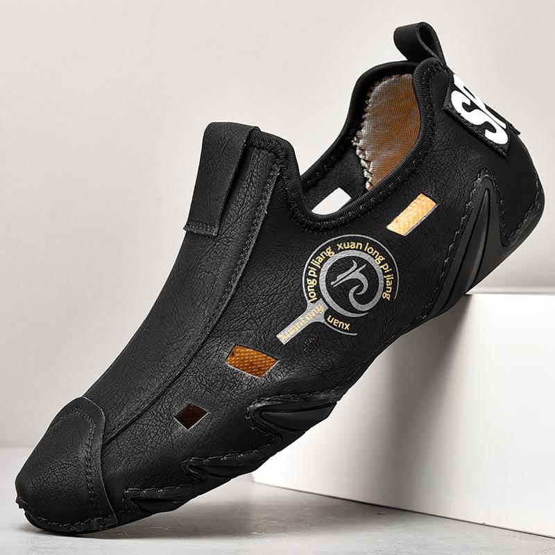 

2025 Brand Comfortable Summer Octopus Breathable Hollow Bean Shoes Outdoor Men s Round Head Non Slip Soft Bottom Driving Shoes 48 чёрный