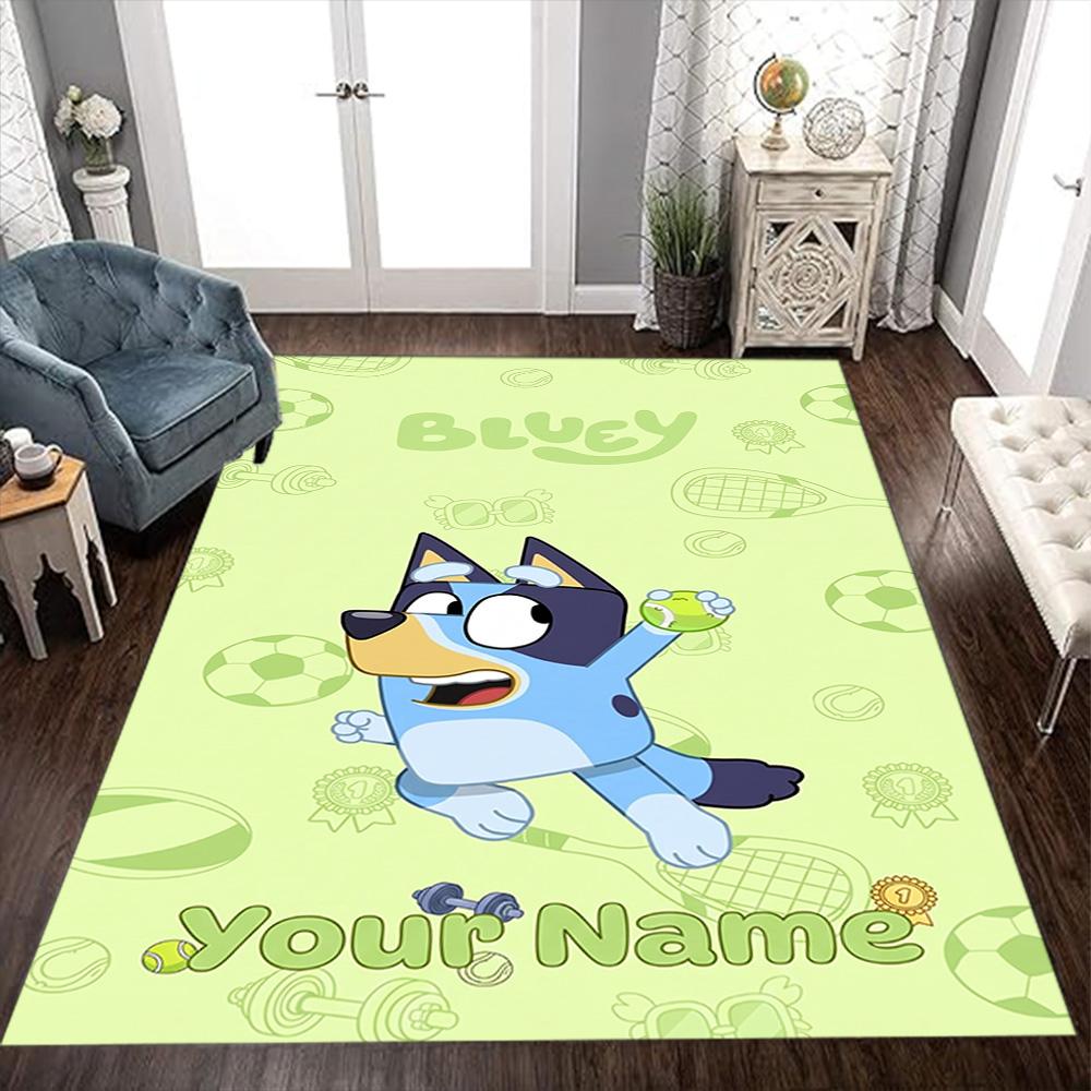 Bluey Customize Text Floor Mat Suitable for Bedrooms Living Rooms Dining Room Balcony Antislip Carpet Anime Office Decor