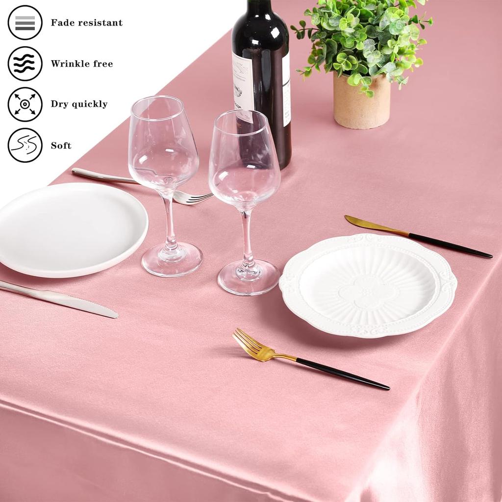 Table Cover Satin Tablecloth Soft Overlay Wedding Satin Large Bright Smooth Silk Rectangle Christmas Banquet Anniversary Dining Party Table Decor