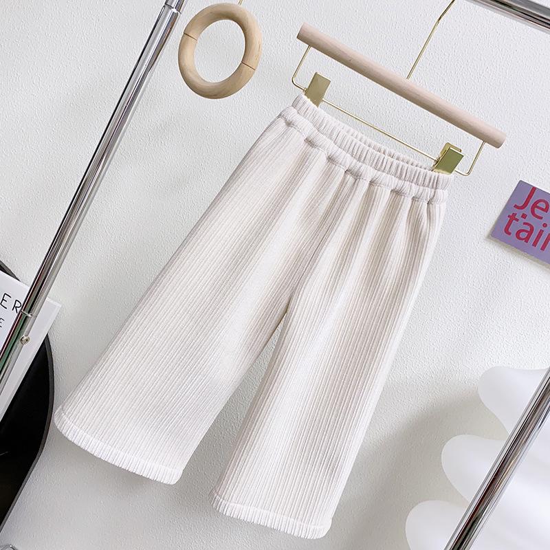 Very Fishy Girls' Winter Ribbed Wide-Leg Trousers (WE592): Thickened for Warmth