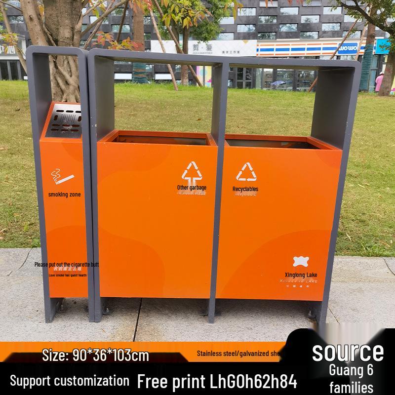 Large Stainless Steel Outdoor Sorting Trash Can for Parks and Commercial Spaces