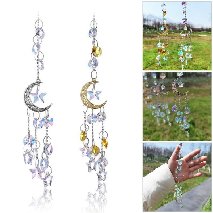Prismi di Cristallo Festivi Luna e Stella Cattura-sole Ornamento da Appendere alla Finestra Cattura-luce Riflettente Per Decorazioni da Interno