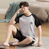 Men Pajamas Set Summer Short-sleeves Sleepwear Casual Cotton Sleepwear  Men Nightwear Shorts Pyjama Homme
